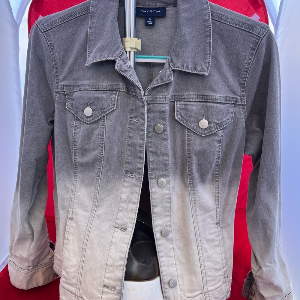 Charter Club Gray Gradient Jean Jacket